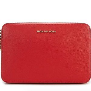 Michael Kors Red Leather Crossbody Bag